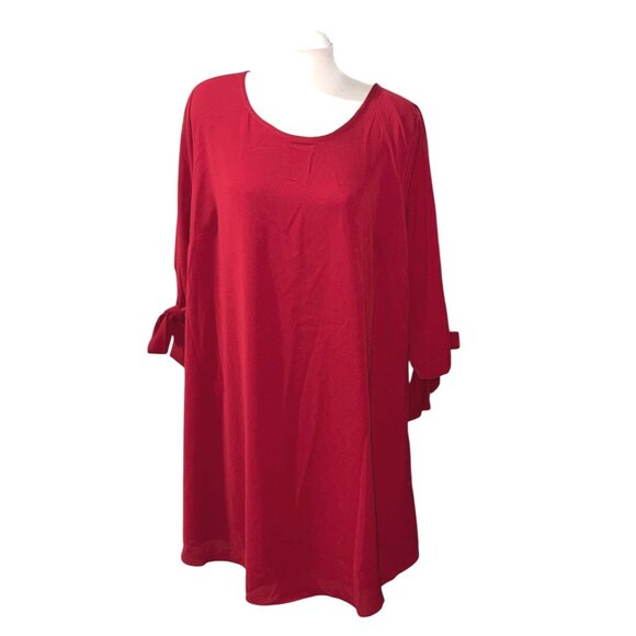 ChicSoul Tie Sleeve Midi Casual Work Dress Sz 3XL Red Womens - Picture 1 of 16